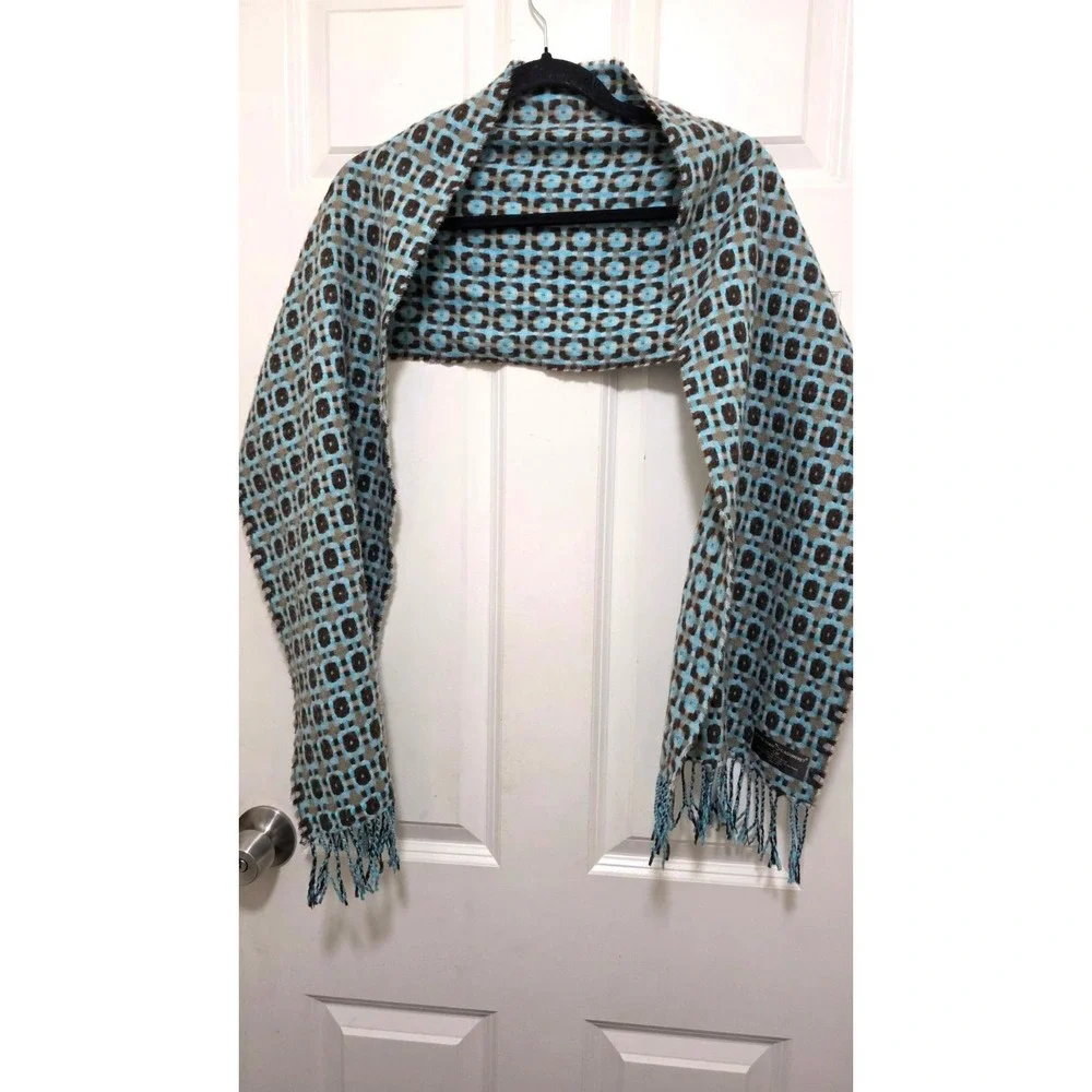 Soft Than & Cashmere Brown Patterned Acrylic Scarf Fringed Ends 12‎ x 65